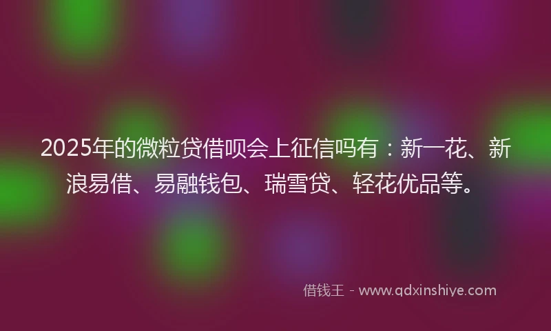 2025年的微粒贷借呗会上征信吗有：新一花、新浪易借、易融钱包、瑞雪贷、轻花优品等。