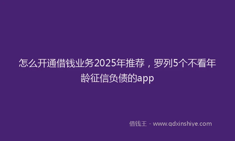 怎么开通借钱业务2025年推荐，罗列5个不看年龄征信负债的app