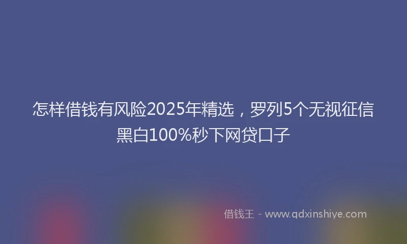 怎样借钱有风险2025年精选，罗列5个无视征信黑白100%秒下网贷口子