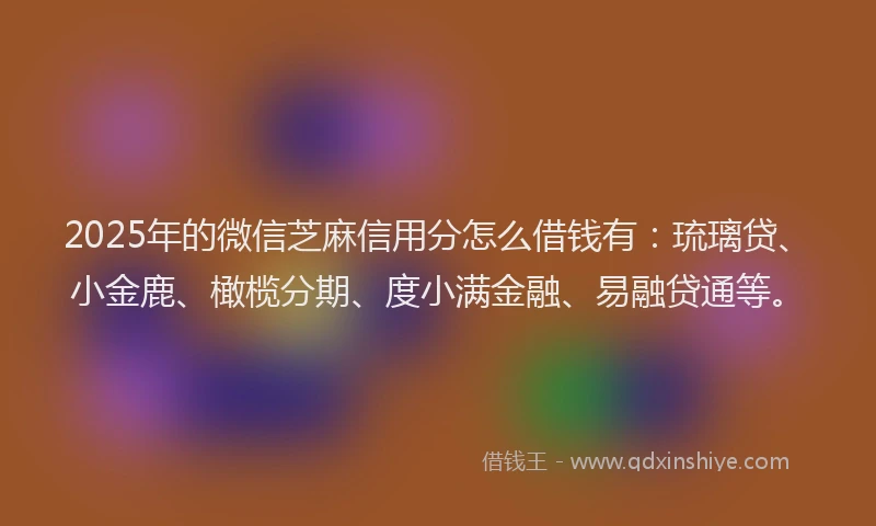 2025年的微信芝麻信用分怎么借钱有：琉璃贷、小金鹿、橄榄分期、度小满金融、易融贷通等。