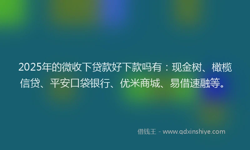 2025年的微收下贷款好下款吗有：现金树、橄榄信贷、平安口袋银行、优米商城、易借速融等。