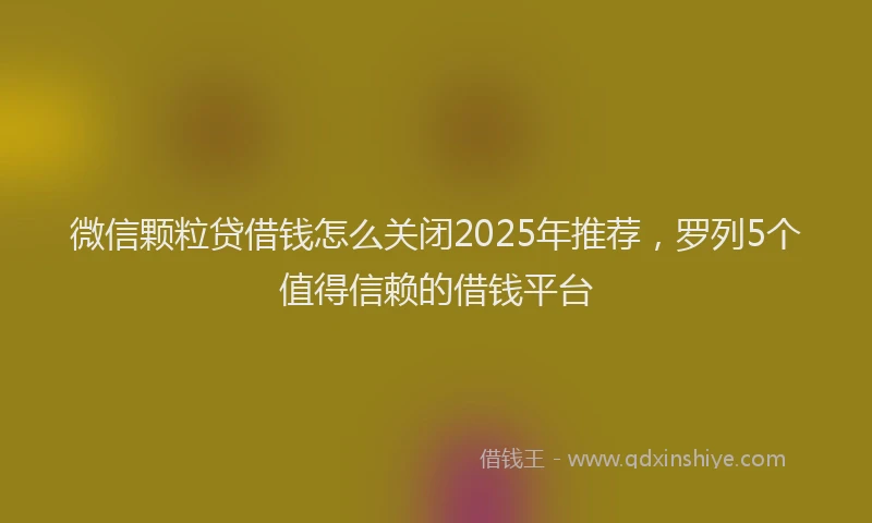 微信颗粒贷借钱怎么关闭2025年推荐，罗列5个值得信赖的借钱平台