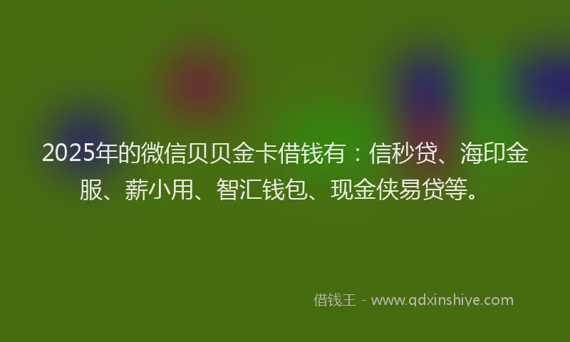 2025年的微信贝贝金卡借钱有：信秒贷、海印金服、薪小用、智汇钱包、现金侠易贷等。