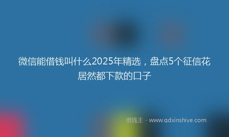 微信能借钱叫什么2025年精选，盘点5个征信花居然都下款的口子