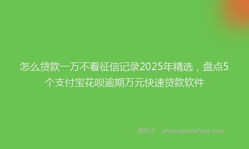 怎么贷款一万不看征信记录2025年精选，盘点5个支付宝花呗逾期万元快速贷款软件