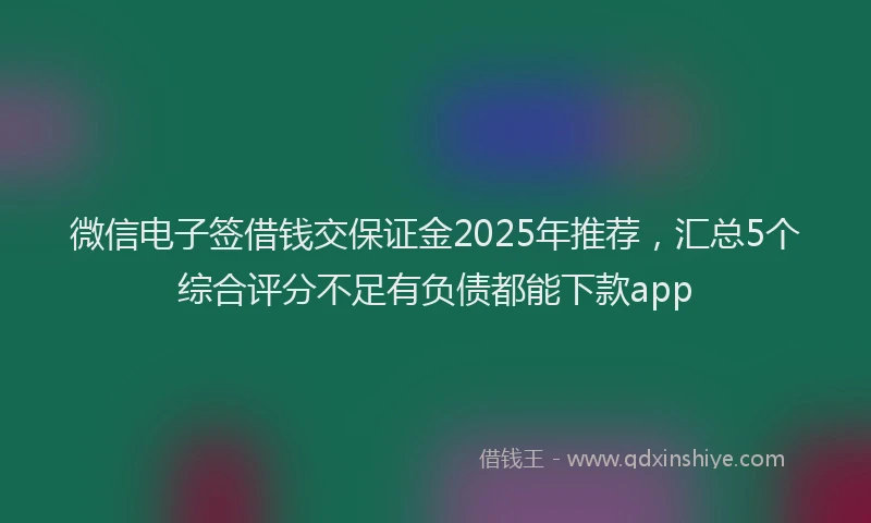 微信电子签借钱交保证金2025年推荐，汇总5个综合评分不足有负债都能下款app