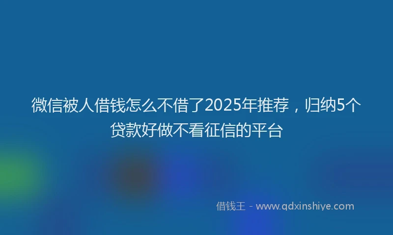 微信被人借钱怎么不借了2025年推荐，归纳5个贷款好做不看征信的平台