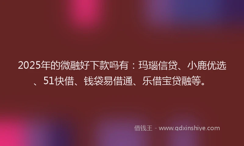 2025年的微融好下款吗有：玛瑙信贷、小鹿优选、51快借、钱袋易借通、乐借宝贷融等。