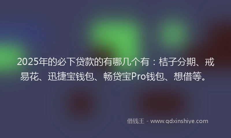 2025年的必下贷款的有哪几个有：桔子分期、戒易花、迅捷宝钱包、畅贷宝Pro钱包、想借等。