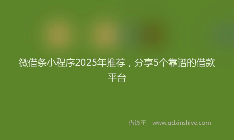 微借条小程序2025年推荐，分享5个靠谱的借款平台