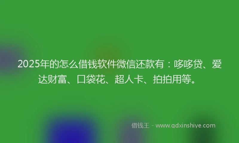 2025年的怎么借钱软件微信还款有：哆哆贷、爱达财富、口袋花、超人卡、拍拍用等。