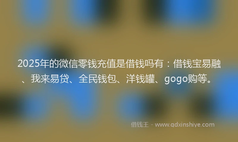 2025年的微信零钱充值是借钱吗有：借钱宝易融、我来易贷、全民钱包、洋钱罐、gogo购等。