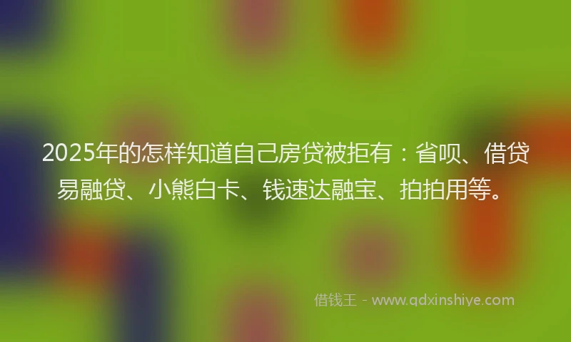 2025年的怎样知道自己房贷被拒有：省呗、借贷易融贷、小熊白卡、钱速达融宝、拍拍用等。