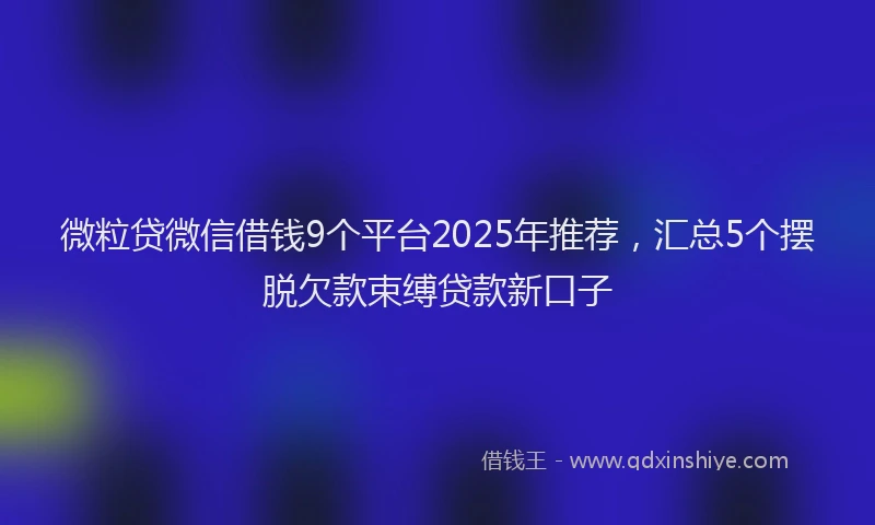 微粒贷微信借钱9个平台2025年推荐，汇总5个摆脱欠款束缚贷款新口子