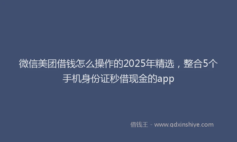 微信美团借钱怎么操作的2025年精选，整合5个手机身份证秒借现金的app