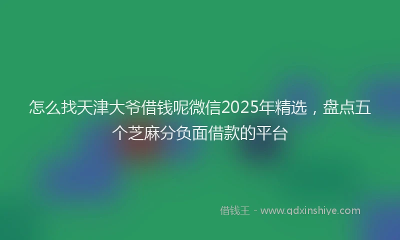 怎么找天津大爷借钱呢微信2025年精选，盘点五个芝麻分负面借款的平台