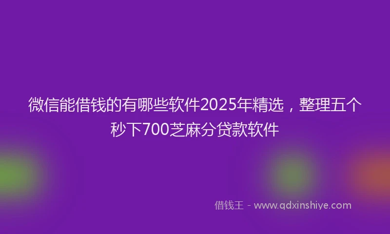 微信能借钱的有哪些软件2025年精选，整理五个秒下700芝麻分贷款软件