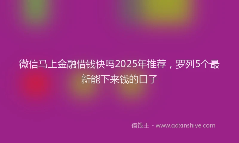 微信马上金融借钱快吗2025年推荐，罗列5个最新能下来钱的口子