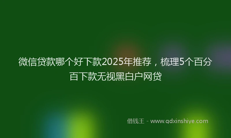 微信贷款哪个好下款2025年推荐，梳理5个百分百下款无视黑白户网贷