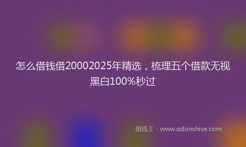 怎么借钱借20002025年精选，梳理五个借款无视黑白100%秒过