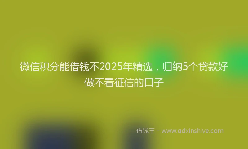 微信积分能借钱不2025年精选，归纳5个贷款好做不看征信的口子