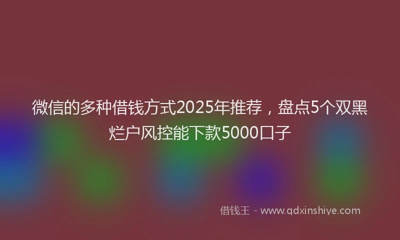 微信的多种借钱方式2025年推荐，盘点5个双黑烂户风控能下款5000口子