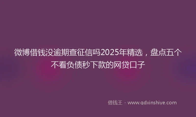 微博借钱没逾期查征信吗2025年精选，盘点五个不看负债秒下款的网贷口子