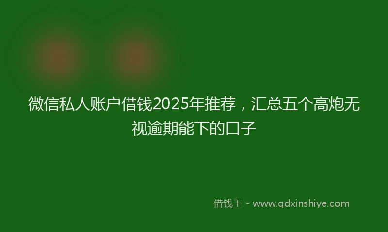 微信私人账户借钱2025年推荐，汇总五个高炮无视逾期能下的口子