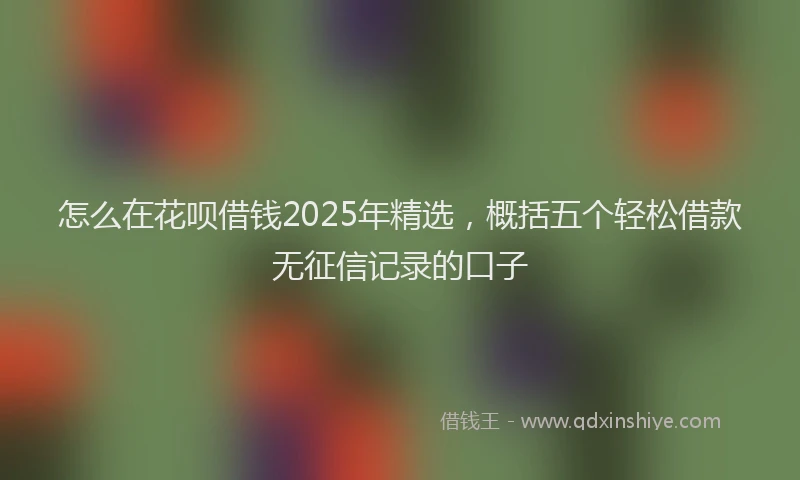 怎么在花呗借钱2025年精选，概括五个轻松借款无征信记录的口子