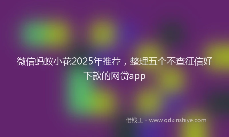 微信蚂蚁小花2025年推荐，整理五个不查征信好下款的网贷app