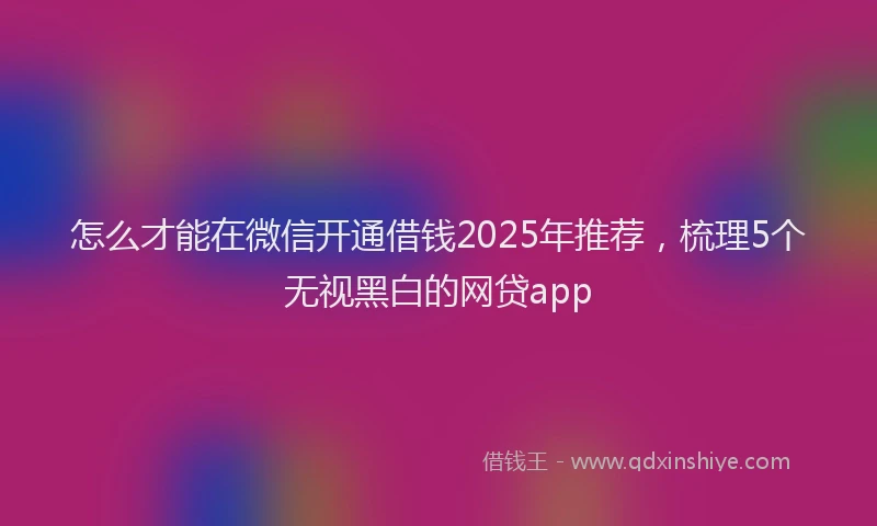 怎么才能在微信开通借钱2025年推荐，梳理5个无视黑白的网贷app