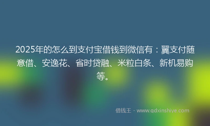 2025年的怎么到支付宝借钱到微信有：翼支付随意借、安逸花、省时贷融、米粒白条、新机易购等。