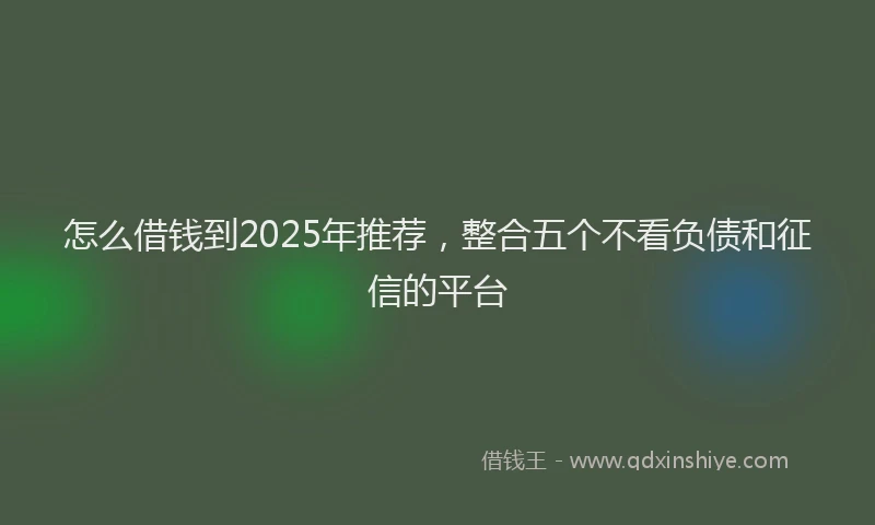 怎么借钱到2025年推荐，整合五个不看负债和征信的平台