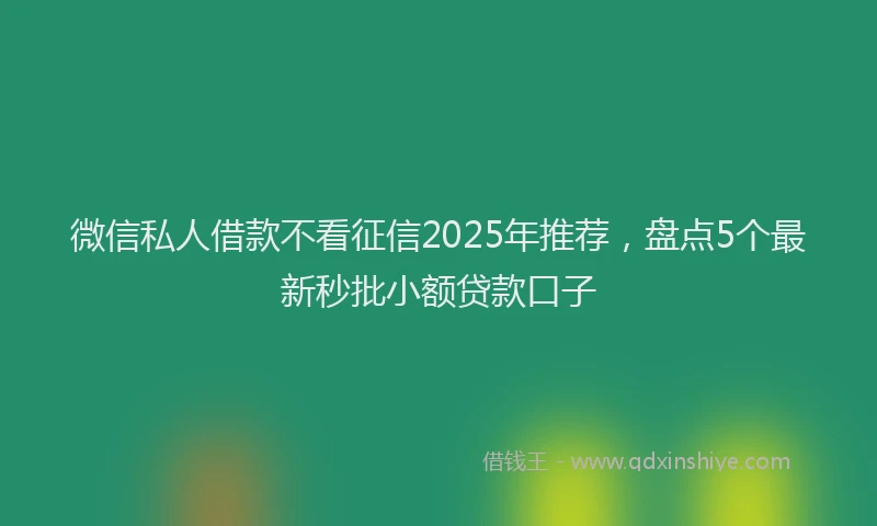 微信私人借款不看征信2025年推荐，盘点5个最新秒批小额贷款口子