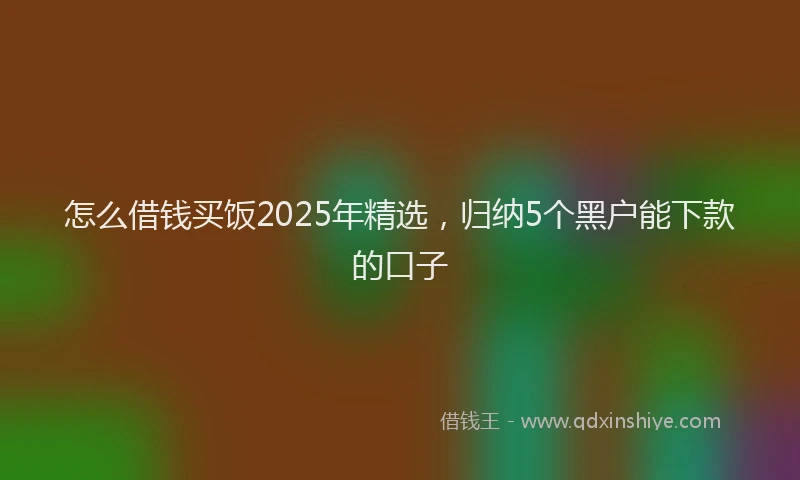 怎么借钱买饭2025年精选，归纳5个黑户能下款的口子