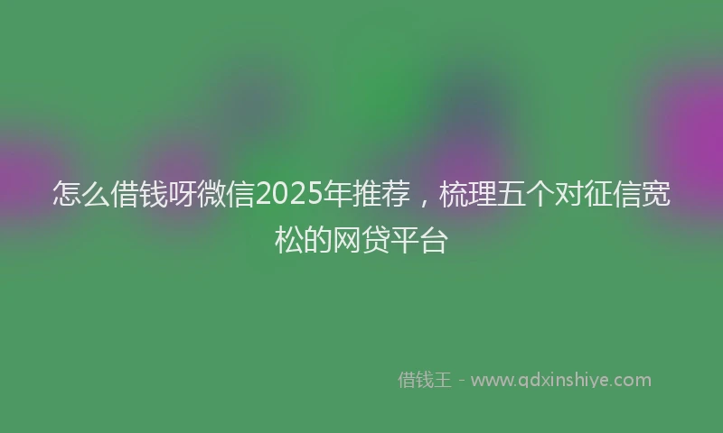 怎么借钱呀微信2025年推荐，梳理五个对征信宽松的网贷平台