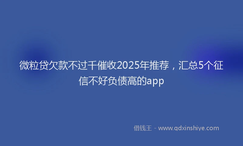 微粒贷欠款不过千催收2025年推荐，汇总5个征信不好负债高的app