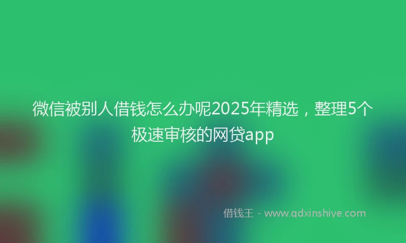 微信被别人借钱怎么办呢2025年精选，整理5个极速审核的网贷app