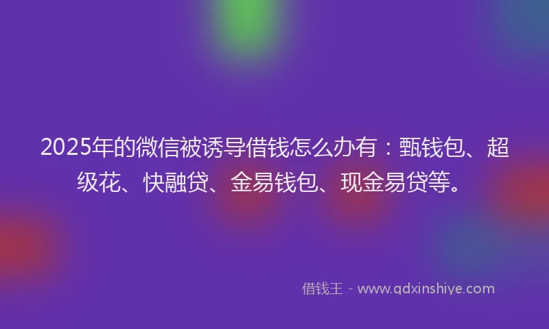 2025年的微信被诱导借钱怎么办有：甄钱包、超级花、快融贷、金易钱包、现金易贷等。