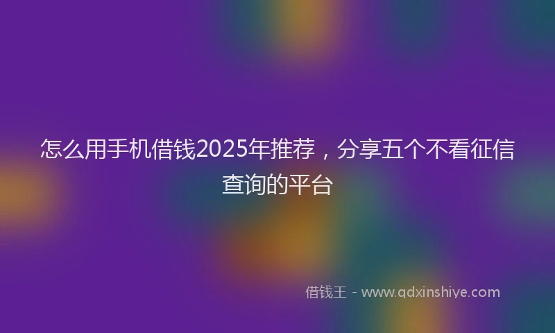 怎么用手机借钱2025年推荐，分享五个不看征信查询的平台