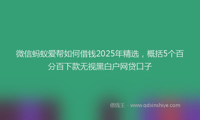 微信蚂蚁爱帮如何借钱2025年精选，概括5个百分百下款无视黑白户网贷口子