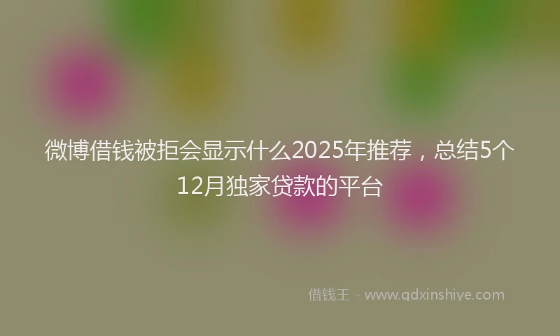微博借钱被拒会显示什么2025年推荐，总结5个12月独家贷款的平台