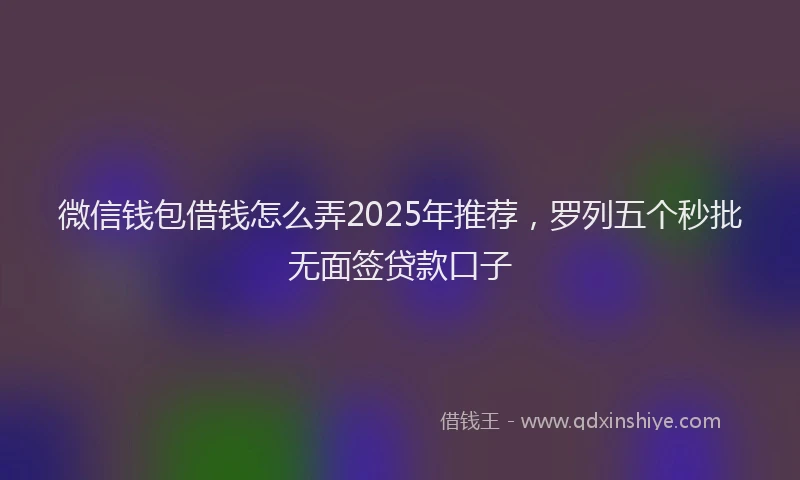 微信钱包借钱怎么弄2025年推荐，罗列五个秒批无面签贷款口子