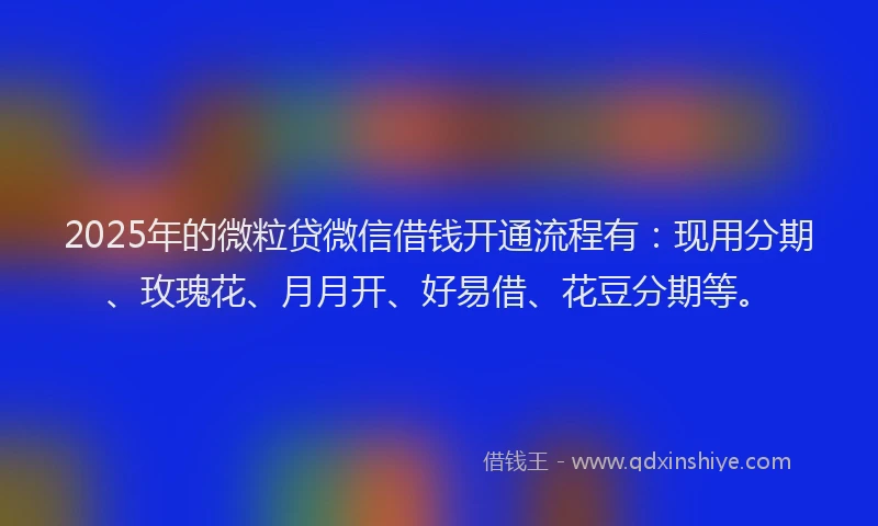 2025年的微粒贷微信借钱开通流程有：现用分期、玫瑰花、月月开、好易借、花豆分期等。
