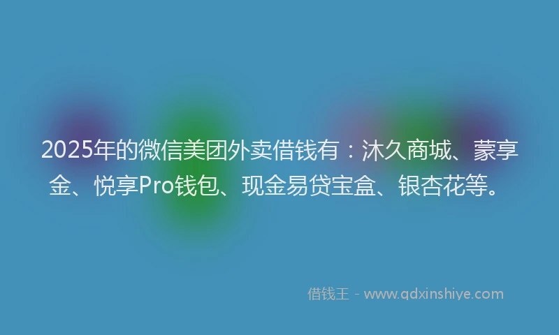 2025年的微信美团外卖借钱有：沐久商城、蒙享金、悦享Pro钱包、现金易贷宝盒、银杏花等。