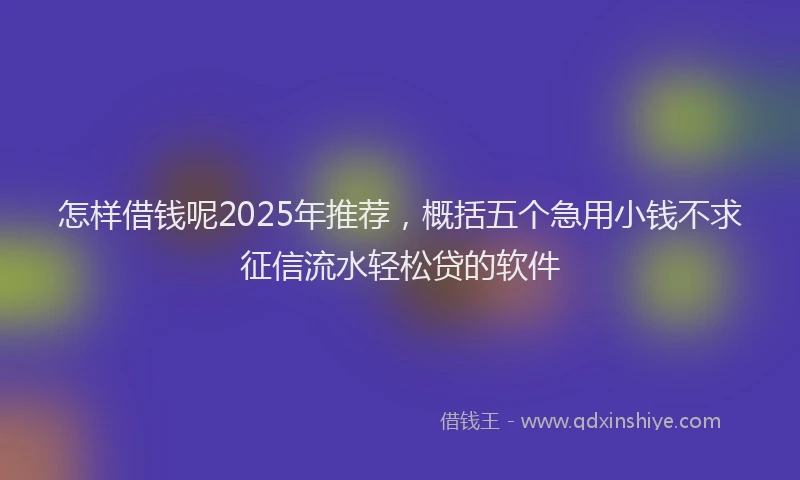 怎样借钱呢2025年推荐，概括五个急用小钱不求征信流水轻松贷的软件