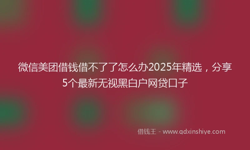 微信美团借钱借不了了怎么办2025年精选，分享5个最新无视黑白户网贷口子
