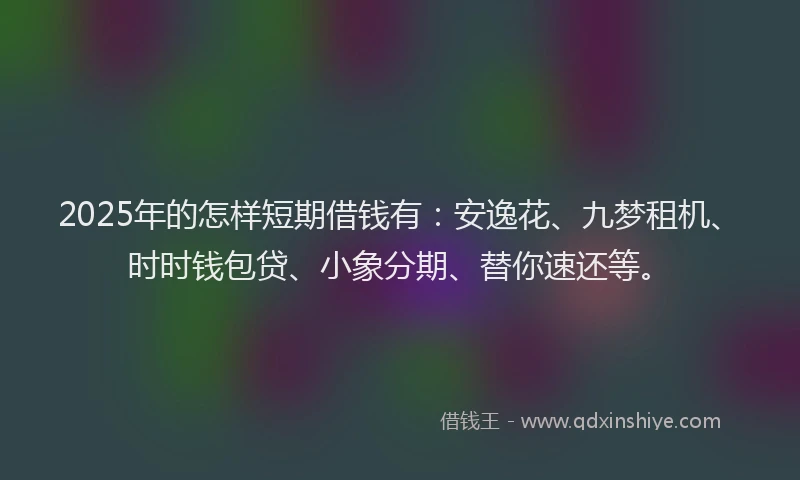 2025年的怎样短期借钱有：安逸花、九梦租机、时时钱包贷、小象分期、替你速还等。