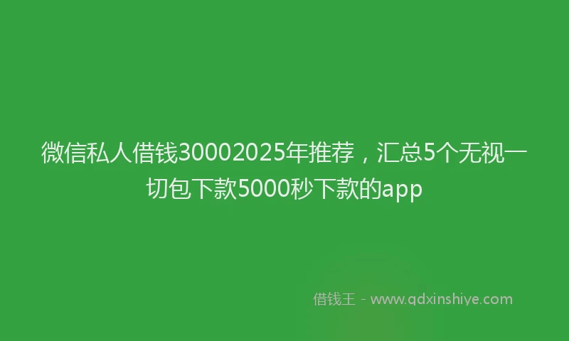 微信私人借钱30002025年推荐，汇总5个无视一切包下款5000秒下款的app