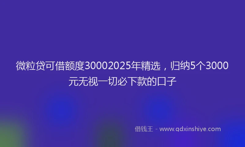 微粒贷可借额度30002025年精选，归纳5个3000元无视一切必下款的口子